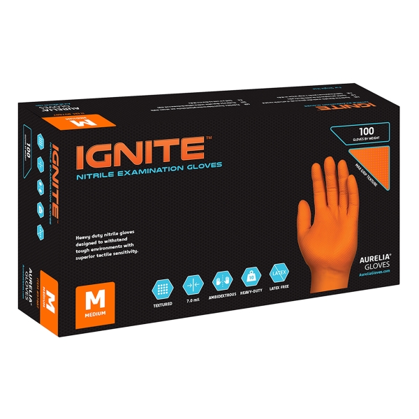 Aurelia Ignite Γάντια Νιτριλίου Χωρίς Πούδρα Πορτοκαλί Medium (100 τμχ)
