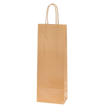 Τσάντα χάρτινη στριφτό κραφτ 14*39*8cm  (για φιάλη)