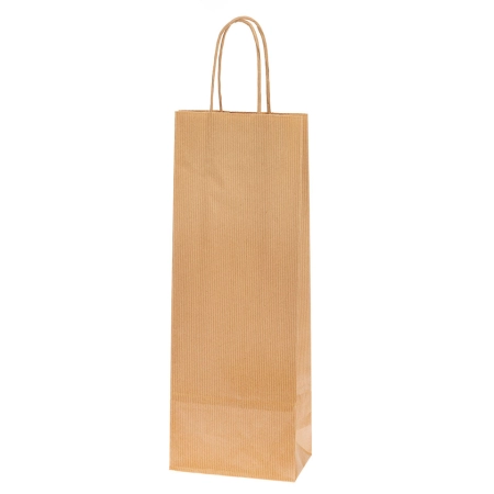 Τσάντα χάρτινη στριφτό κραφτ 14*39*8cm (για φιάλη)