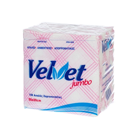 Χαρτοπετσέτες velvet λευκό-κόκκινο 30*30cm 100φύλλα